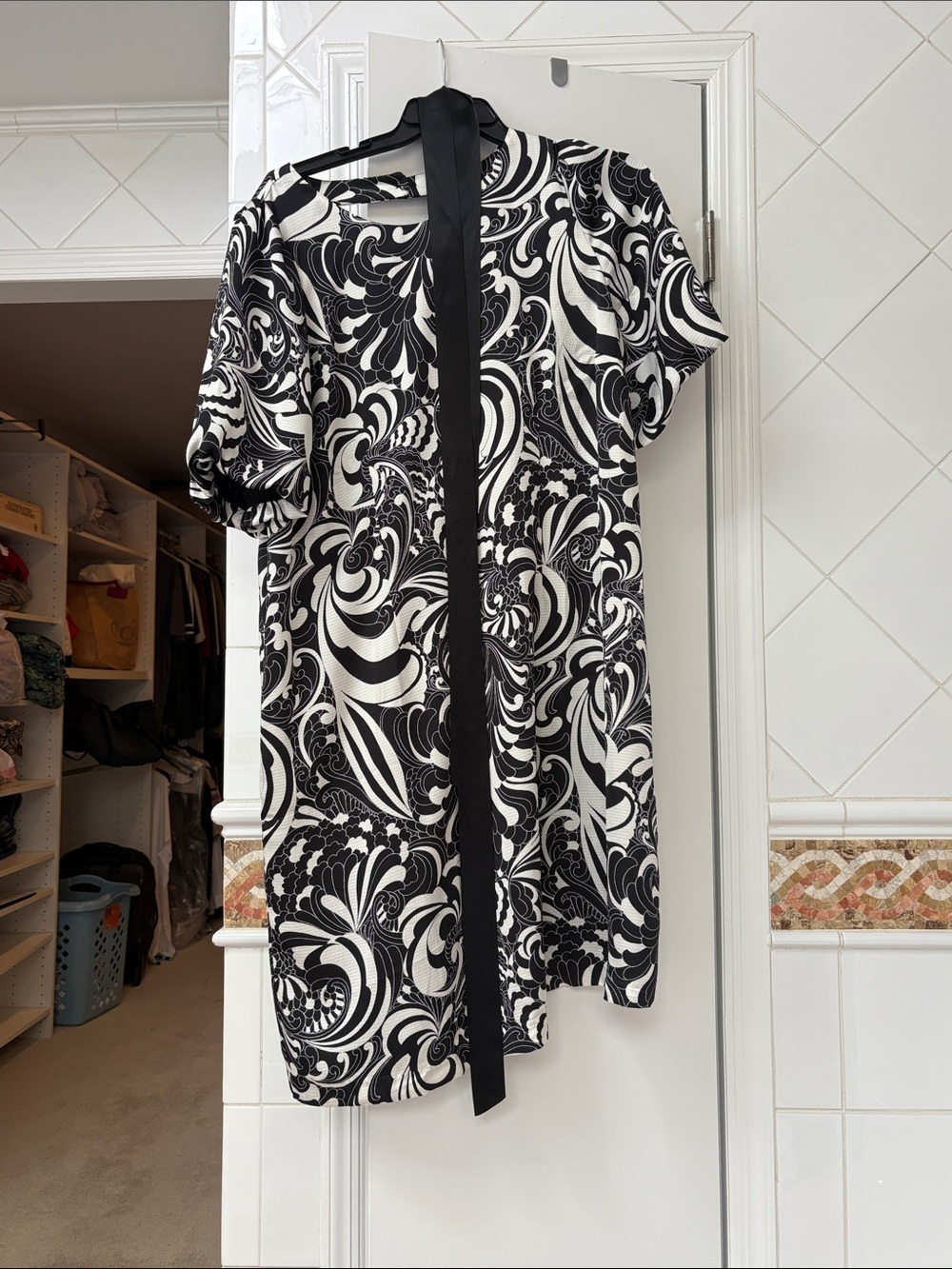 Talbots Black and White Swirl Print Dress Never Worn
